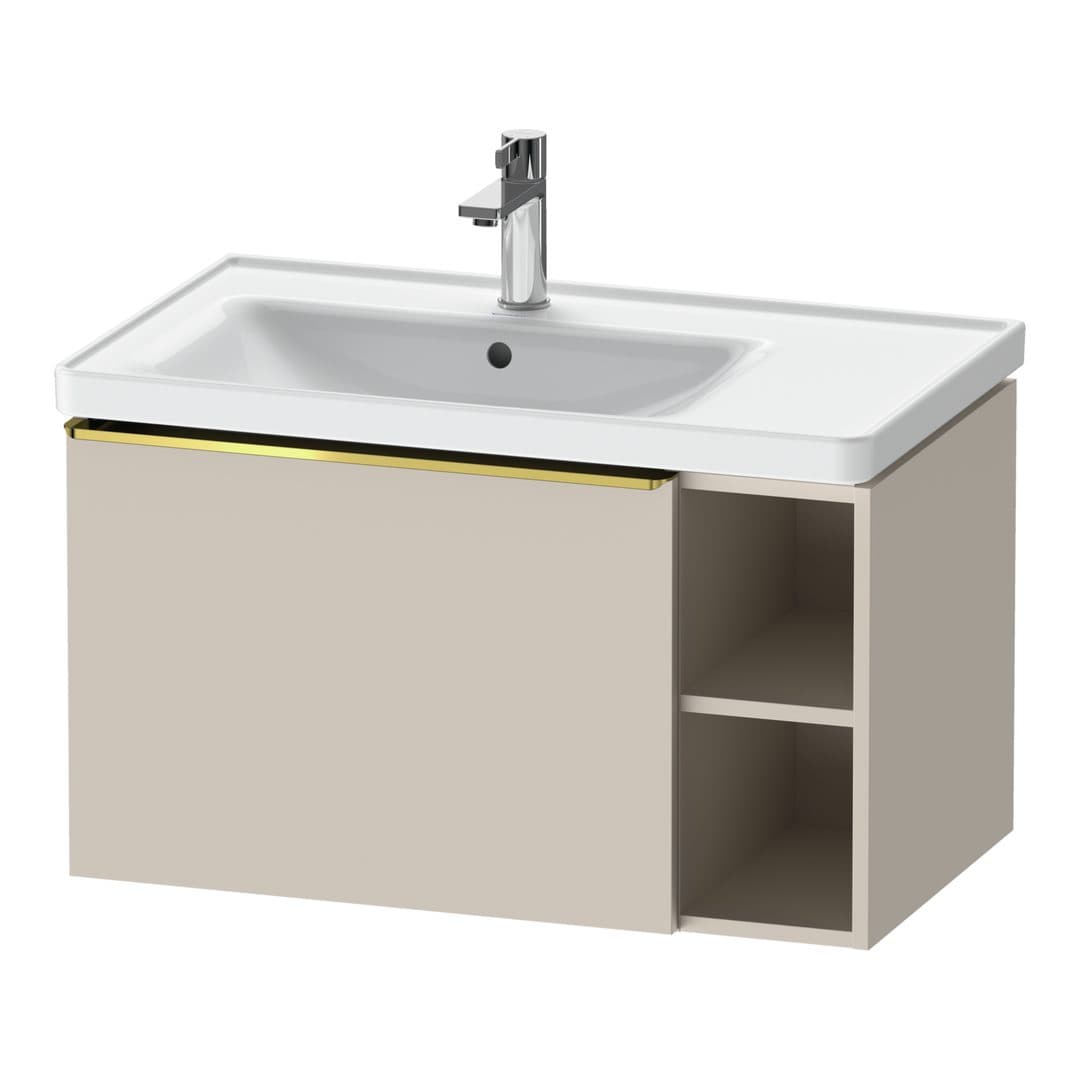 Duravit D-Neo – Έπιπλο Νιπτήρα – 784 mm, 1 συρτάρι, νιπτήρας αριστερά, Gold Polished – Taupe Matt, Decor (DE4258034910000)