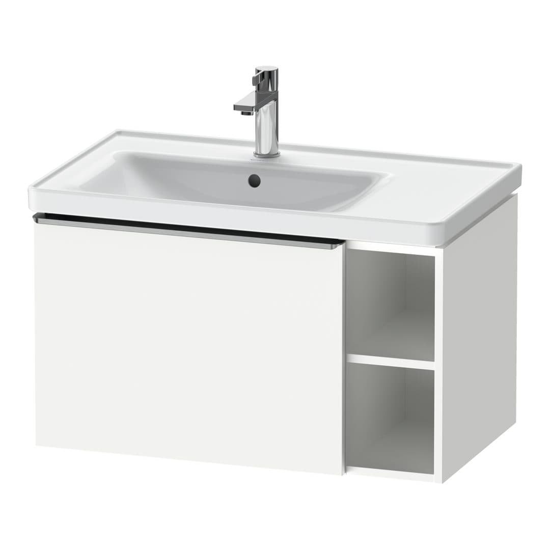 Duravit D-Neo – Έπιπλο Νιπτήρα – 784 mm, 1 συρτάρι, νιπτήρας αριστερά, Stainless steel Brushed – White Matt, Decor (DE4258070180000)