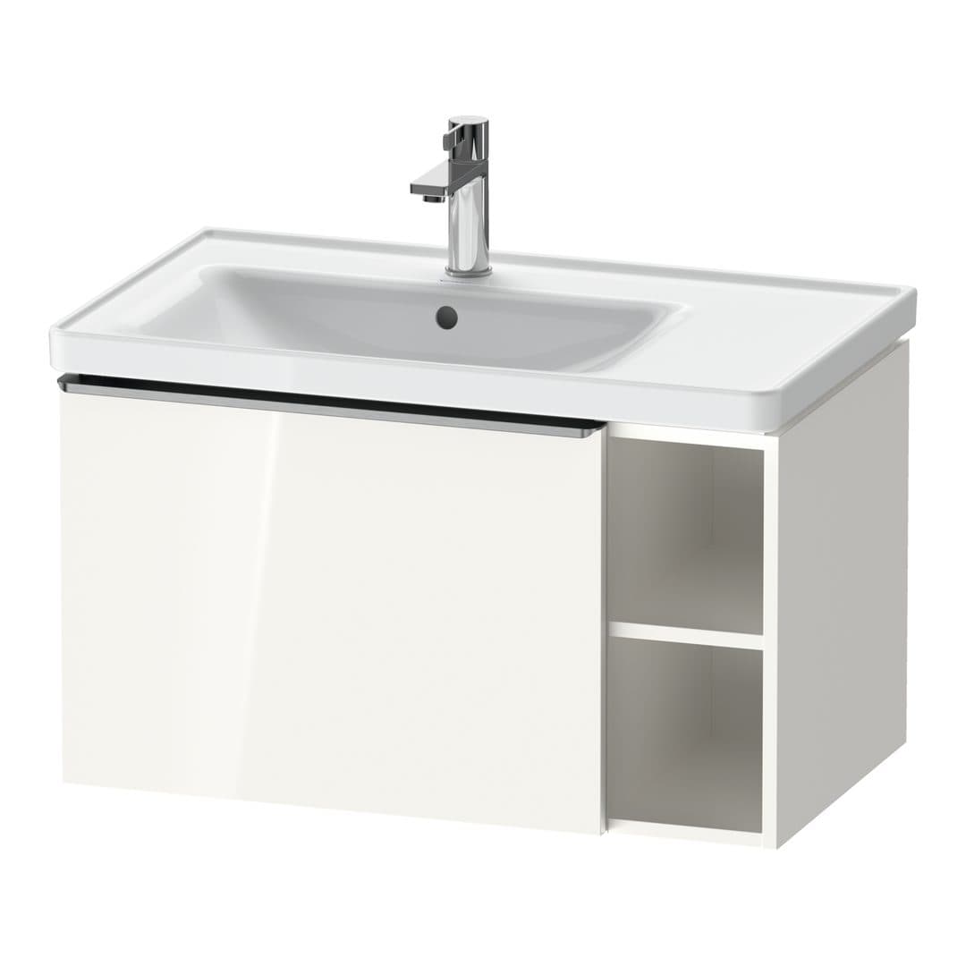 Duravit D-Neo – Έπιπλο Νιπτήρα – 784 mm, 1 συρτάρι, νιπτήρας αριστερά, Stainless steel Brushed – White High Gloss, Decor (DE4258070220000)