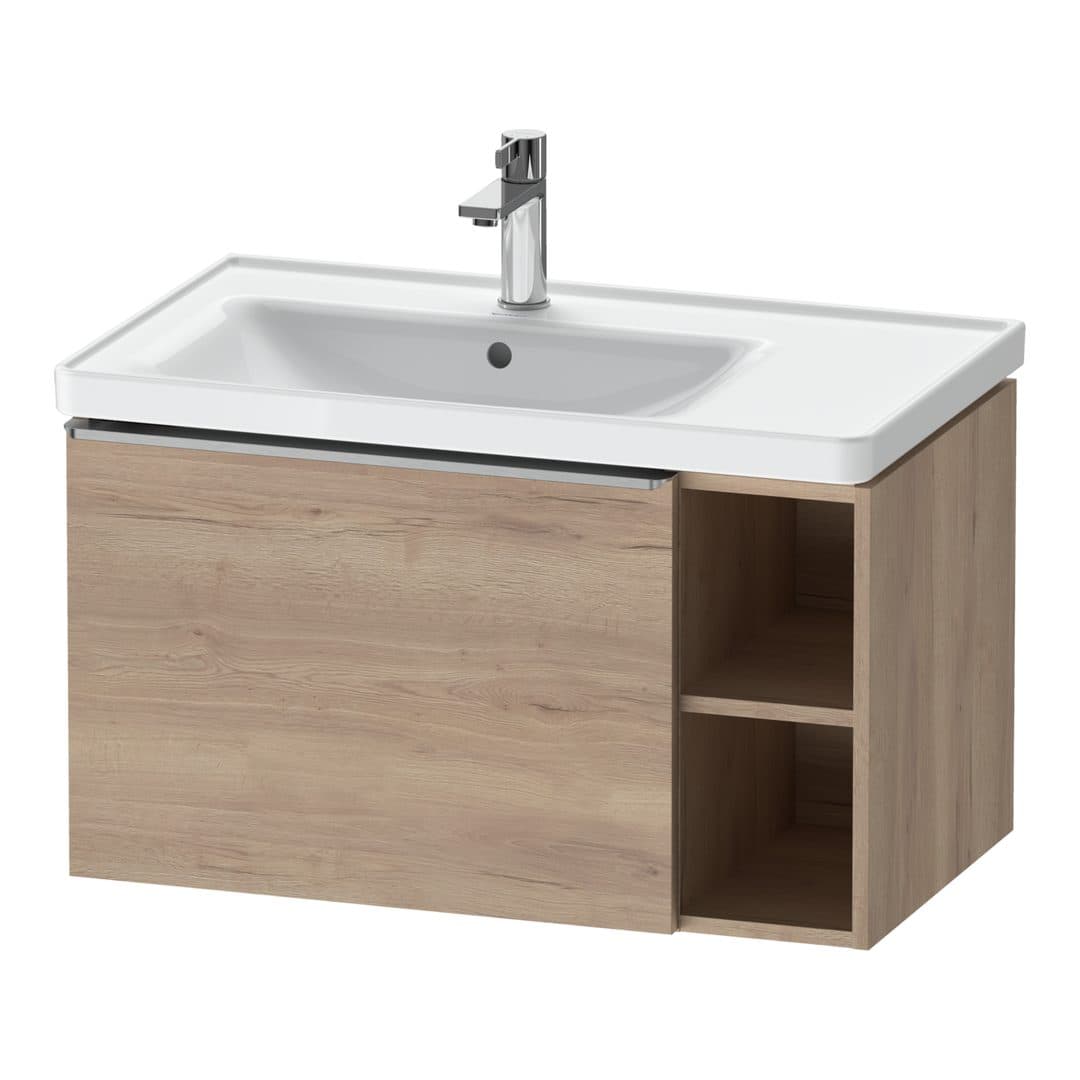 Duravit D-Neo – Έπιπλο Νιπτήρα – 784 mm, 1 συρτάρι, νιπτήρας αριστερά, Stainless steel Brushed – Marbled Oak Matt, Decor (DE4258070550000)