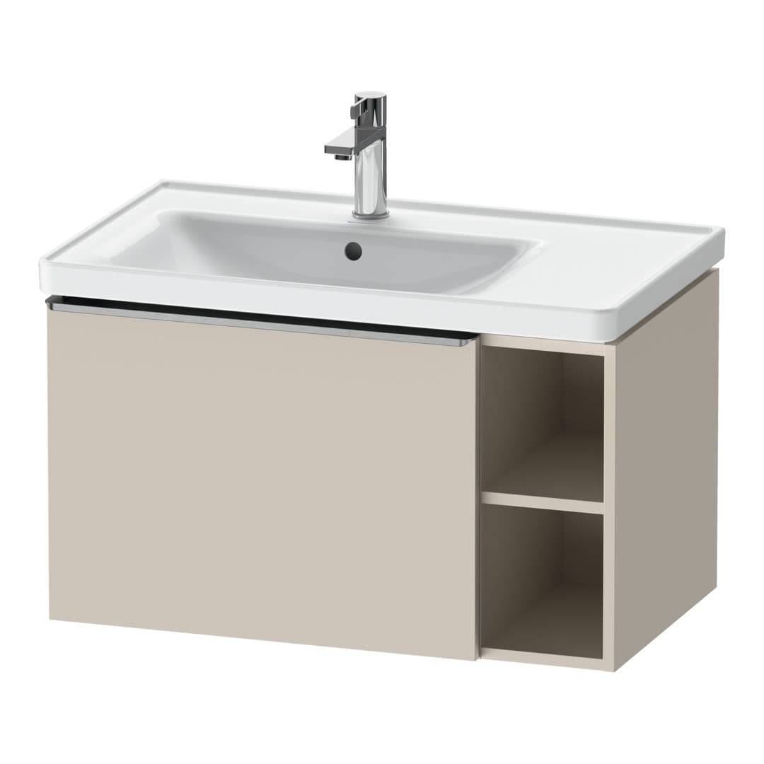 Duravit D-Neo – Έπιπλο Νιπτήρα – 784 mm, 1 συρτάρι, νιπτήρας αριστερά, Stainless steel Brushed – Taupe Matt, Decor (DE4258070910000)