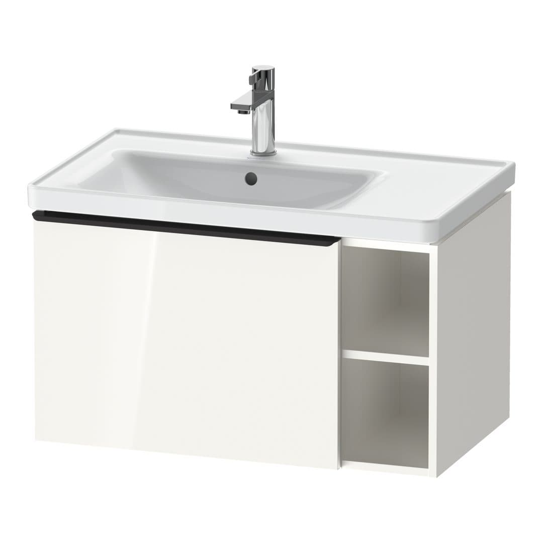 Duravit D-Neo – Έπιπλο Νιπτήρα – 784 mm, 1 συρτάρι, νιπτήρας αριστερά, Diamond black Matt – White High Gloss, Decor (DE42580BD220000)