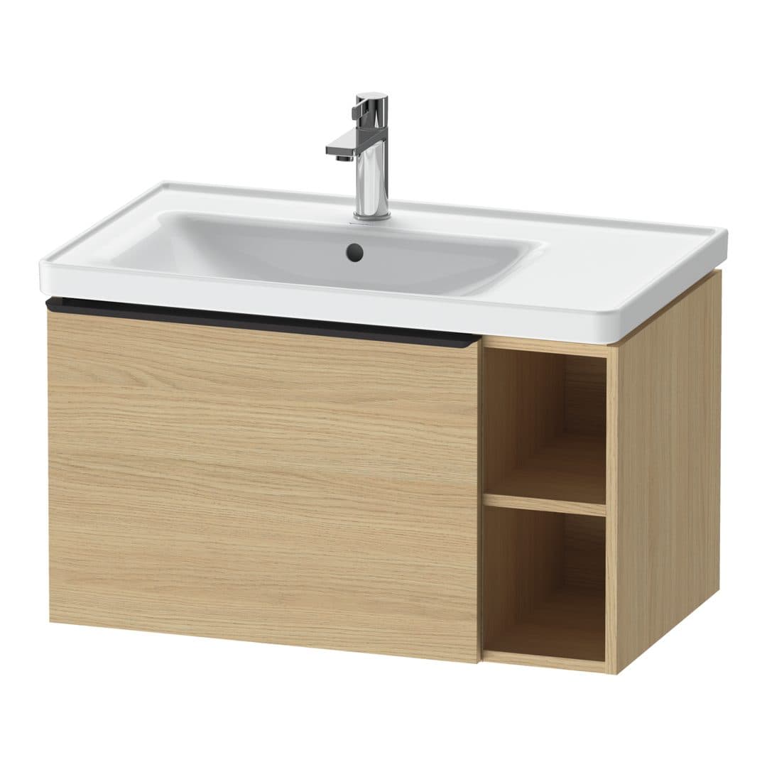 Duravit D-Neo – Έπιπλο Νιπτήρα – 784 mm, 1 συρτάρι, νιπτήρας αριστερά, Diamond black Matt – Natural oak, Decor (DE42580BD300000)
