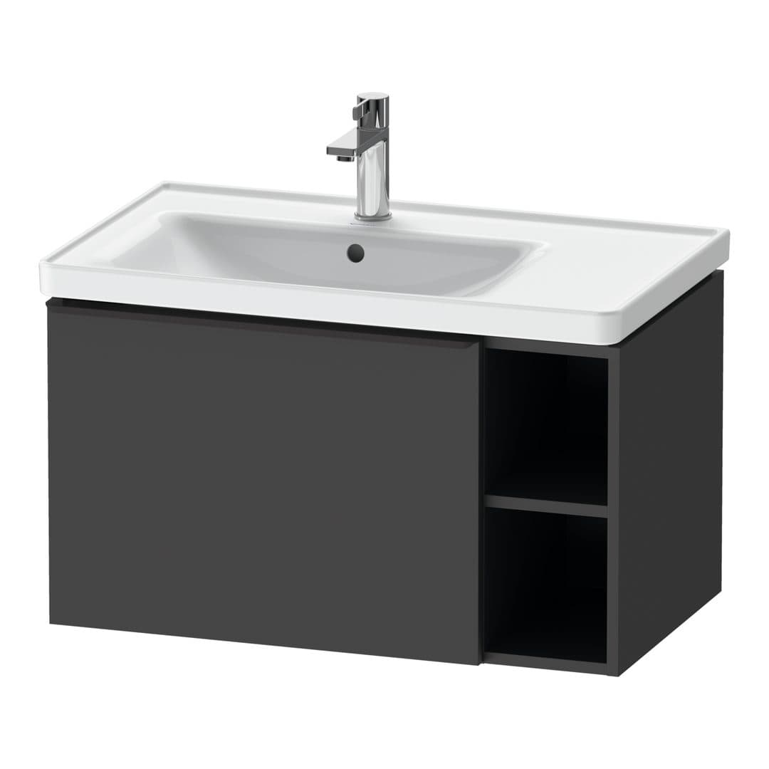 Duravit D-Neo – Έπιπλο Νιπτήρα – 784 mm, 1 συρτάρι, νιπτήρας αριστερά, Diamond black Matt – Graphite Matt, Decor (DE42580BD490000)