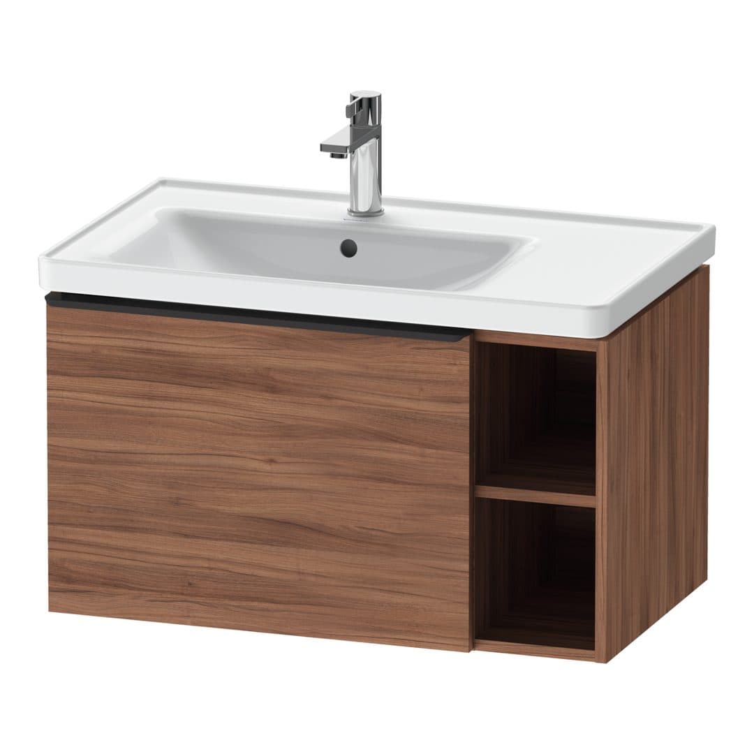 Duravit D-Neo – Έπιπλο Νιπτήρα – 784 mm, 1 συρτάρι, νιπτήρας αριστερά, Diamond black Matt – Walnut Matt, Decor (DE42580BD790000)