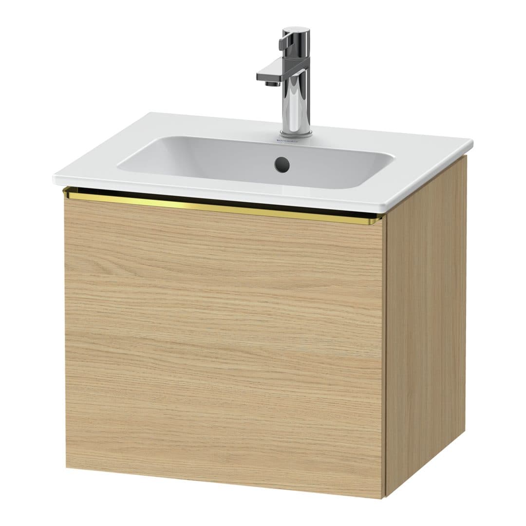 Duravit D-Neo – Έπιπλο Νιπτήρα – 510 mm, 1 συρτάρι, νιπτήρας κέντρο, Gold Polished – Natural oak, Decor (DE4260034300000)