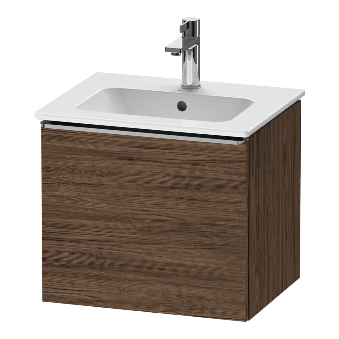Duravit D-Neo – Έπιπλο Νιπτήρα – 510 mm, 1 συρτάρι, νιπτήρας κέντρο, Stainless steel Brushed – Walnut dark Matt, Decor (DE4260070210000)