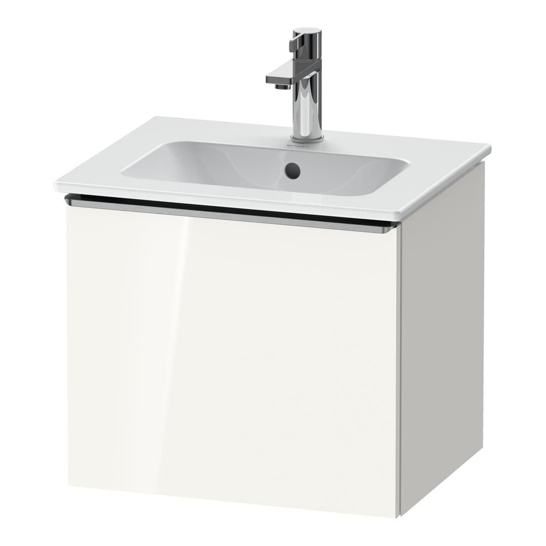 Duravit D-Neo – Έπιπλο Νιπτήρα – 510 mm, 1 συρτάρι, νιπτήρας κέντρο, Stainless steel Brushed – White High Gloss, Decor (DE4260070220000)