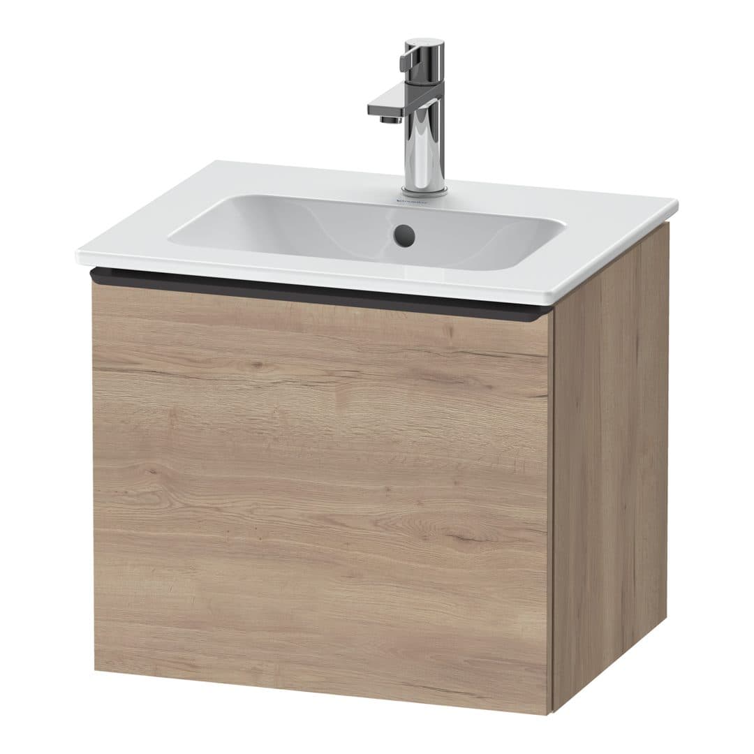 Duravit D-Neo – Έπιπλο Νιπτήρα – 510 mm, 1 συρτάρι, νιπτήρας κέντρο, Diamond black Matt – Marbled Oak Matt, Decor (DE42600BD550000)