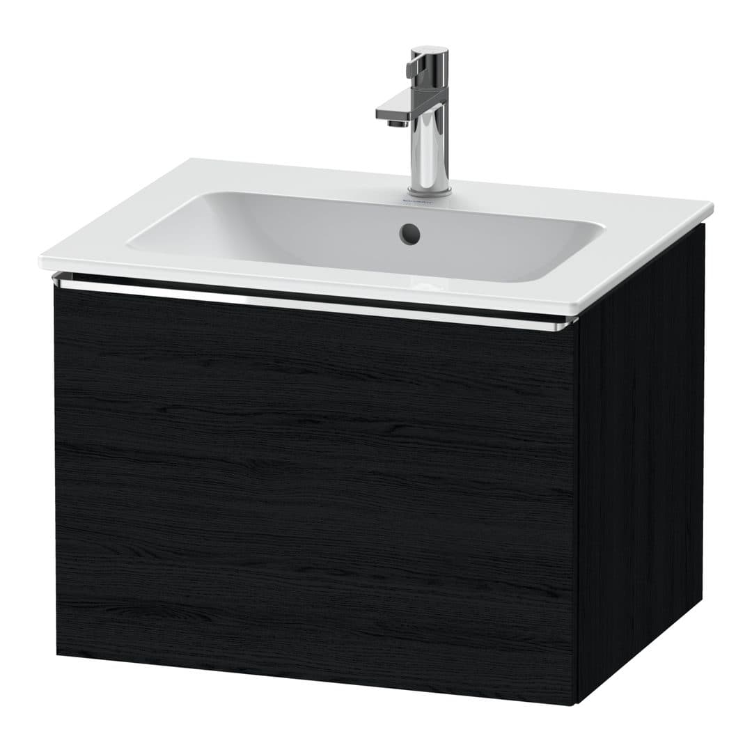 Duravit D-Neo – Έπιπλο Νιπτήρα – 610 mm, 1 συρτάρι, νιπτήρας κέντρο, Chrome High Gloss – Black oak Matt, Decor (DE4261010160000)