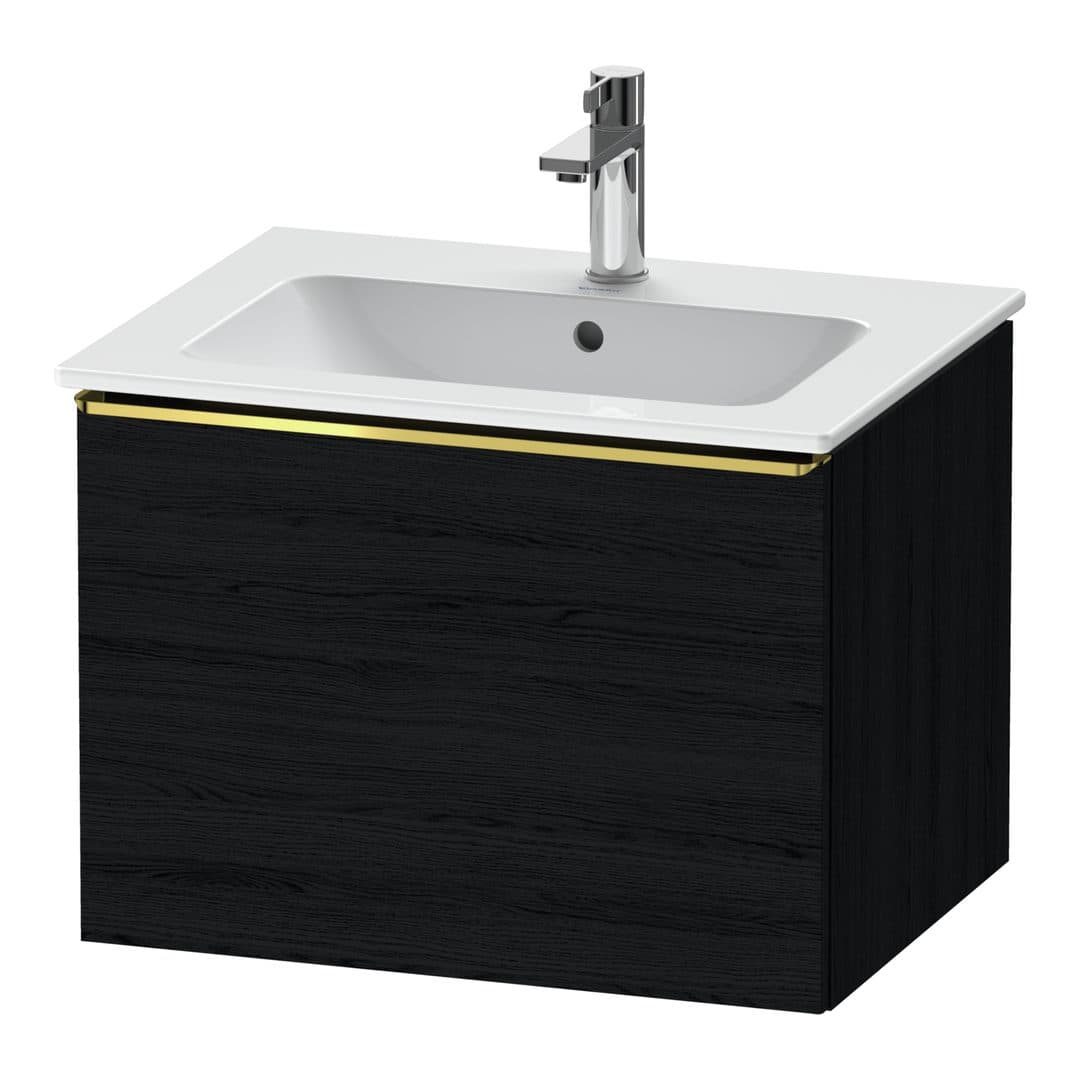 Duravit D-Neo – Έπιπλο Νιπτήρα – 610 mm, 1 συρτάρι, νιπτήρας κέντρο, Gold Polished – Black oak Matt, Decor (DE4261034160000)