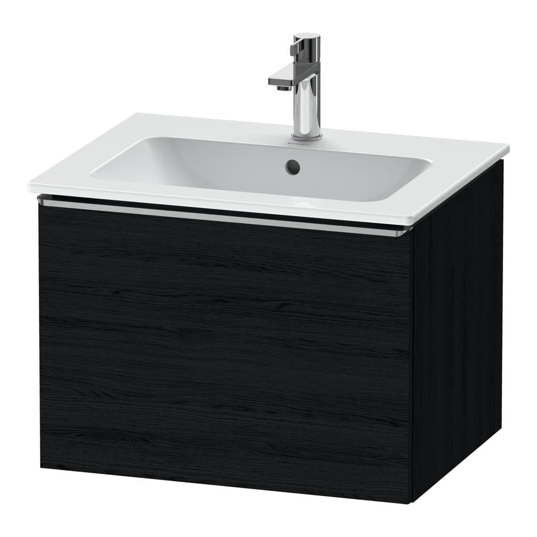 Duravit D-Neo – Έπιπλο Νιπτήρα – 610 mm, 1 συρτάρι, νιπτήρας κέντρο, Stainless steel Brushed – Black oak Matt, Decor (DE4261070160000)