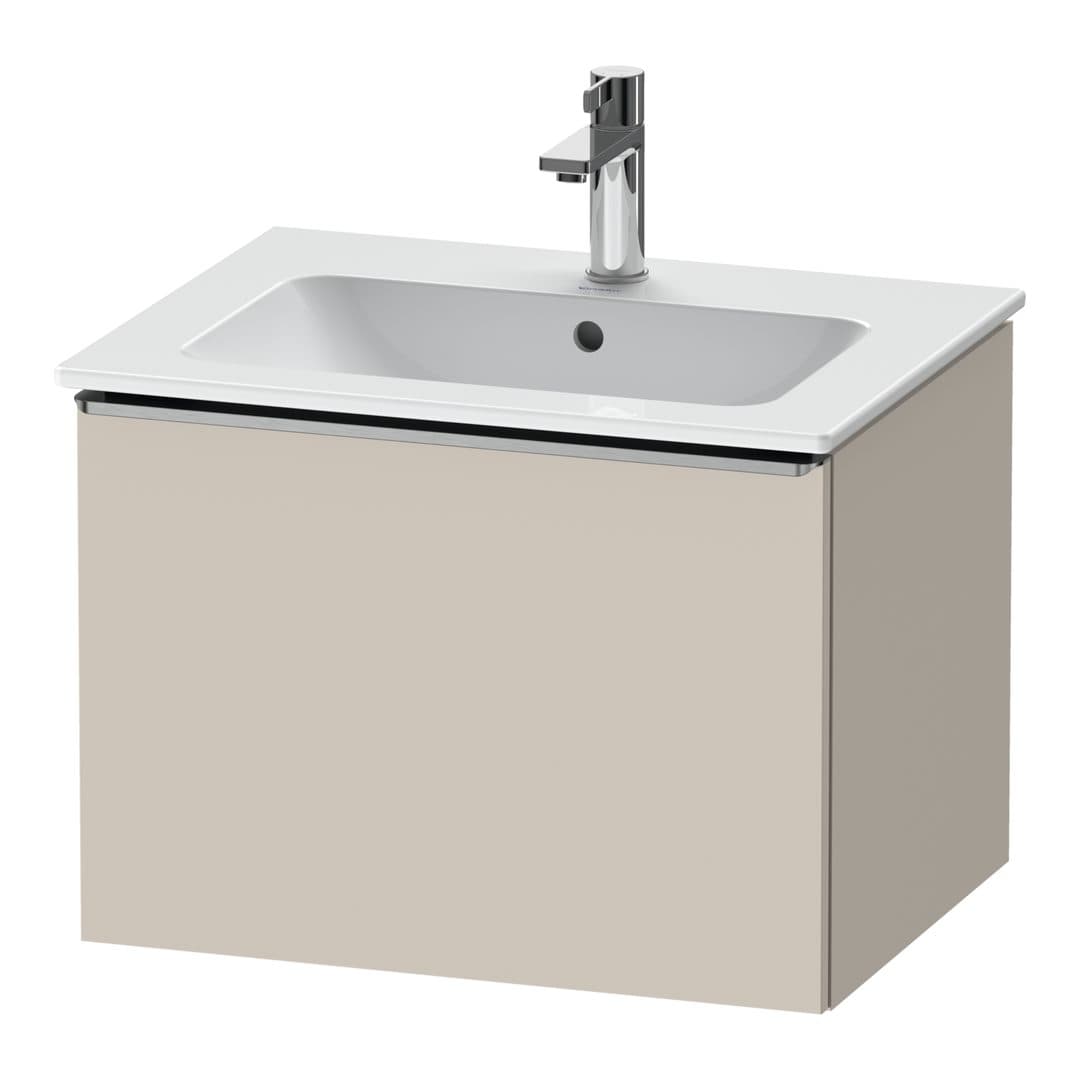 Duravit D-Neo – Έπιπλο Νιπτήρα – 610 mm, 1 συρτάρι, νιπτήρας κέντρο, Stainless steel Brushed – Taupe Matt, Decor (DE4261070910000)