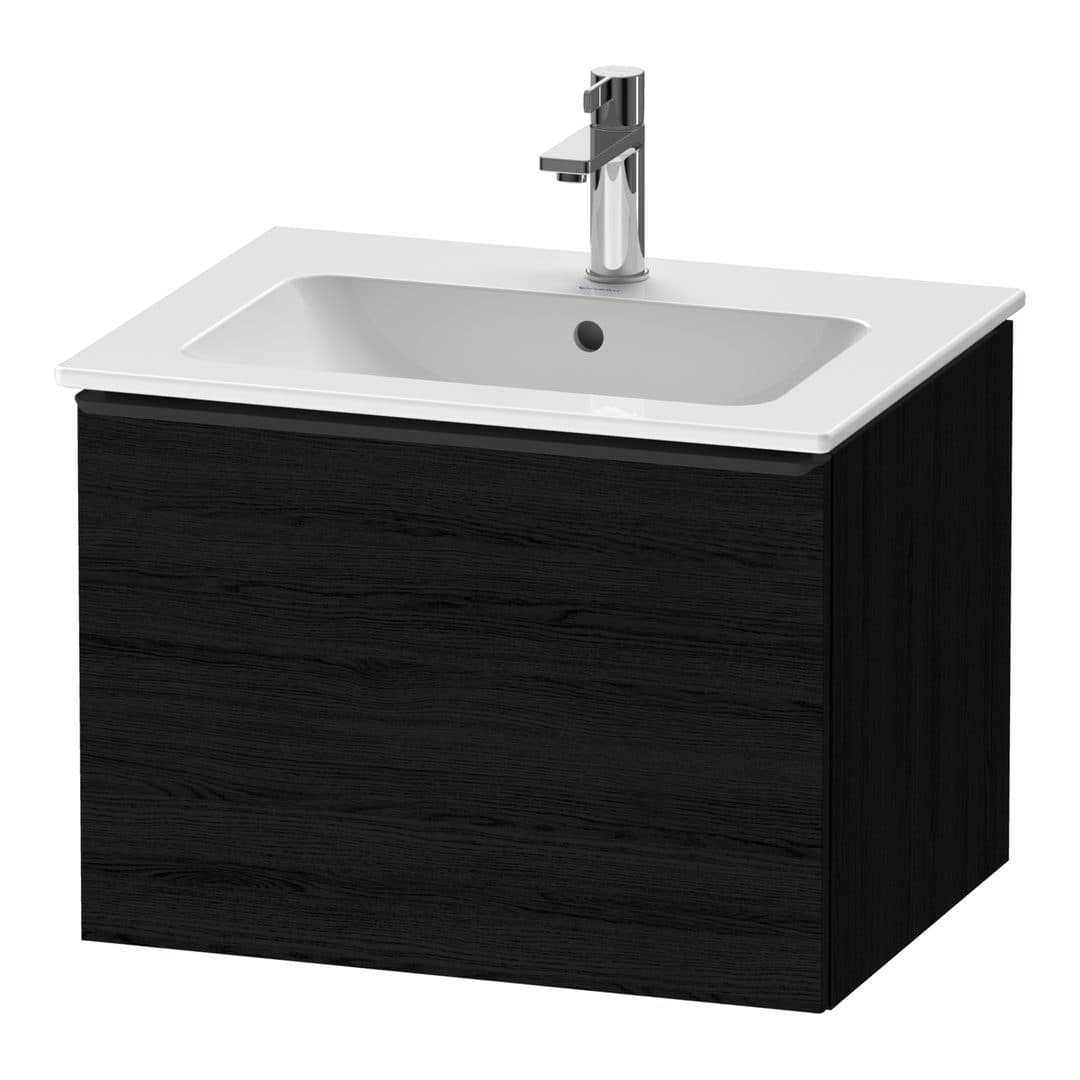 Duravit D-Neo – Έπιπλο Νιπτήρα – 610 mm, 1 συρτάρι, νιπτήρας κέντρο, Diamond black Matt – Black oak Matt, Decor (DE42610BD160000)