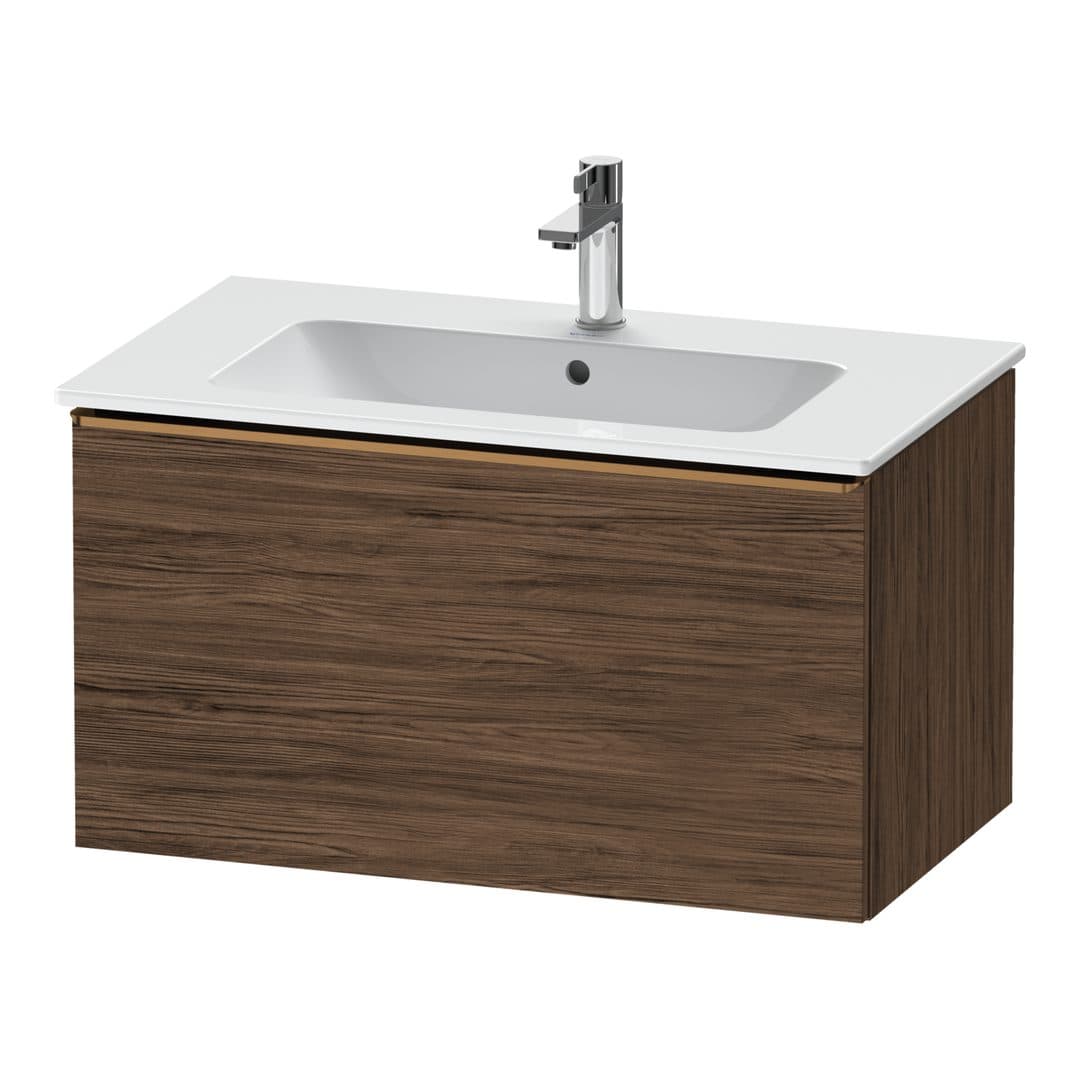 Duravit D-Neo – Έπιπλο Νιπτήρα – 810 mm, 1 συρτάρι, νιπτήρας κέντρο, Bronze Brushed – Walnut dark Matt, Decor (DE4262004210000)