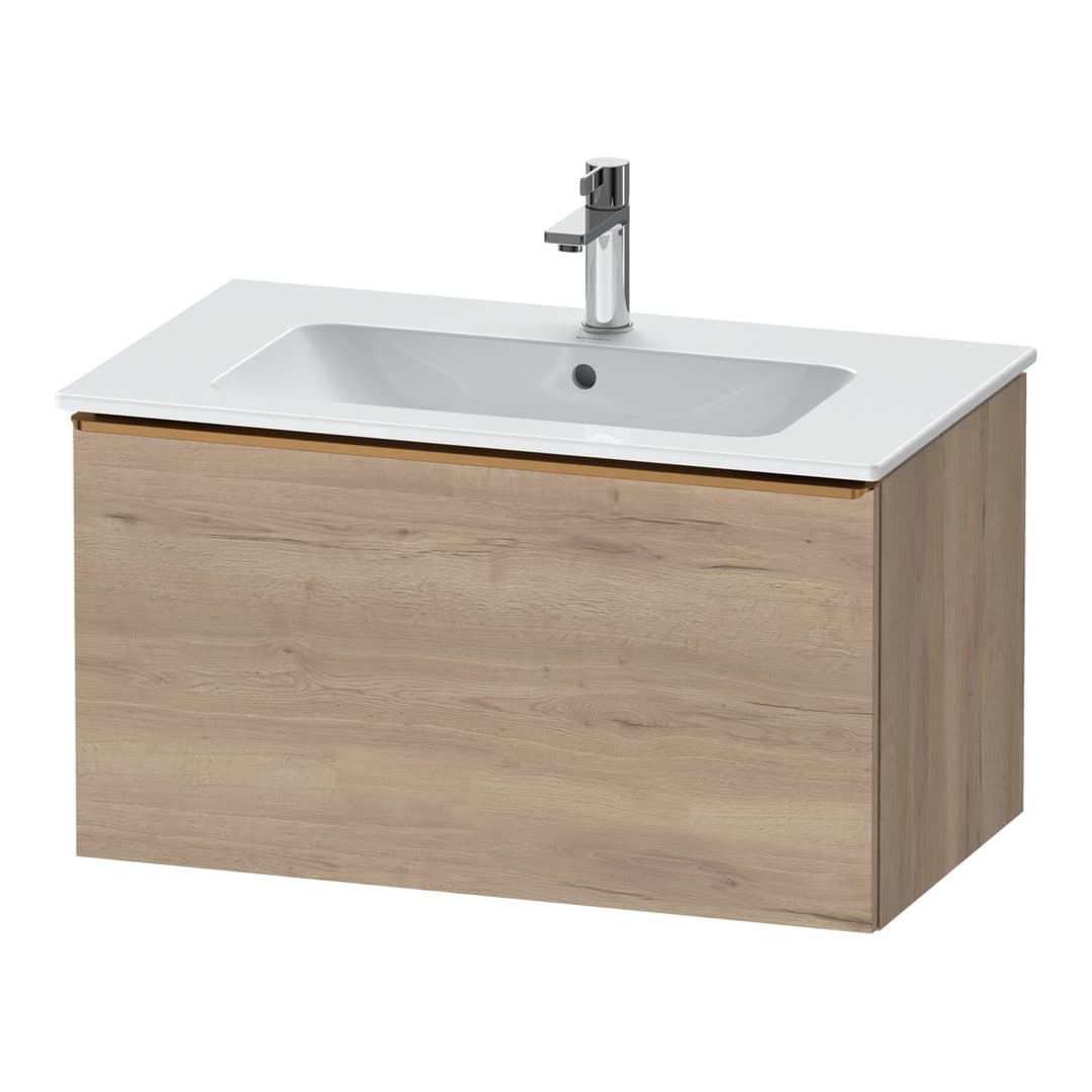 Duravit D-Neo – Έπιπλο Νιπτήρα – 810 mm, 1 συρτάρι, νιπτήρας κέντρο, Bronze Brushed – Marbled Oak Matt, Decor (DE4262004550000)