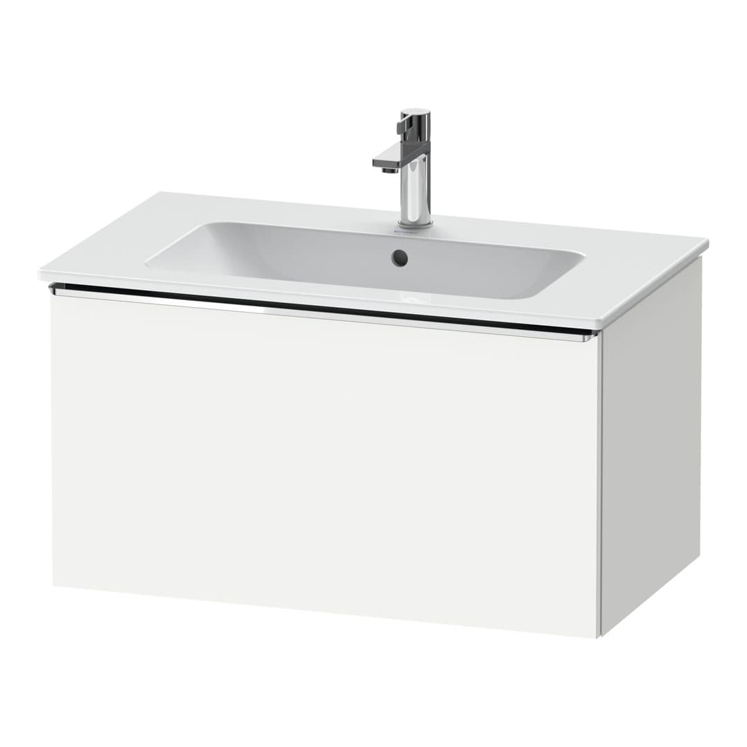 Duravit D-Neo – Έπιπλο Νιπτήρα – 810 mm, 1 συρτάρι, νιπτήρας κέντρο, Chrome High Gloss – White Matt, Decor (DE4262010180000)