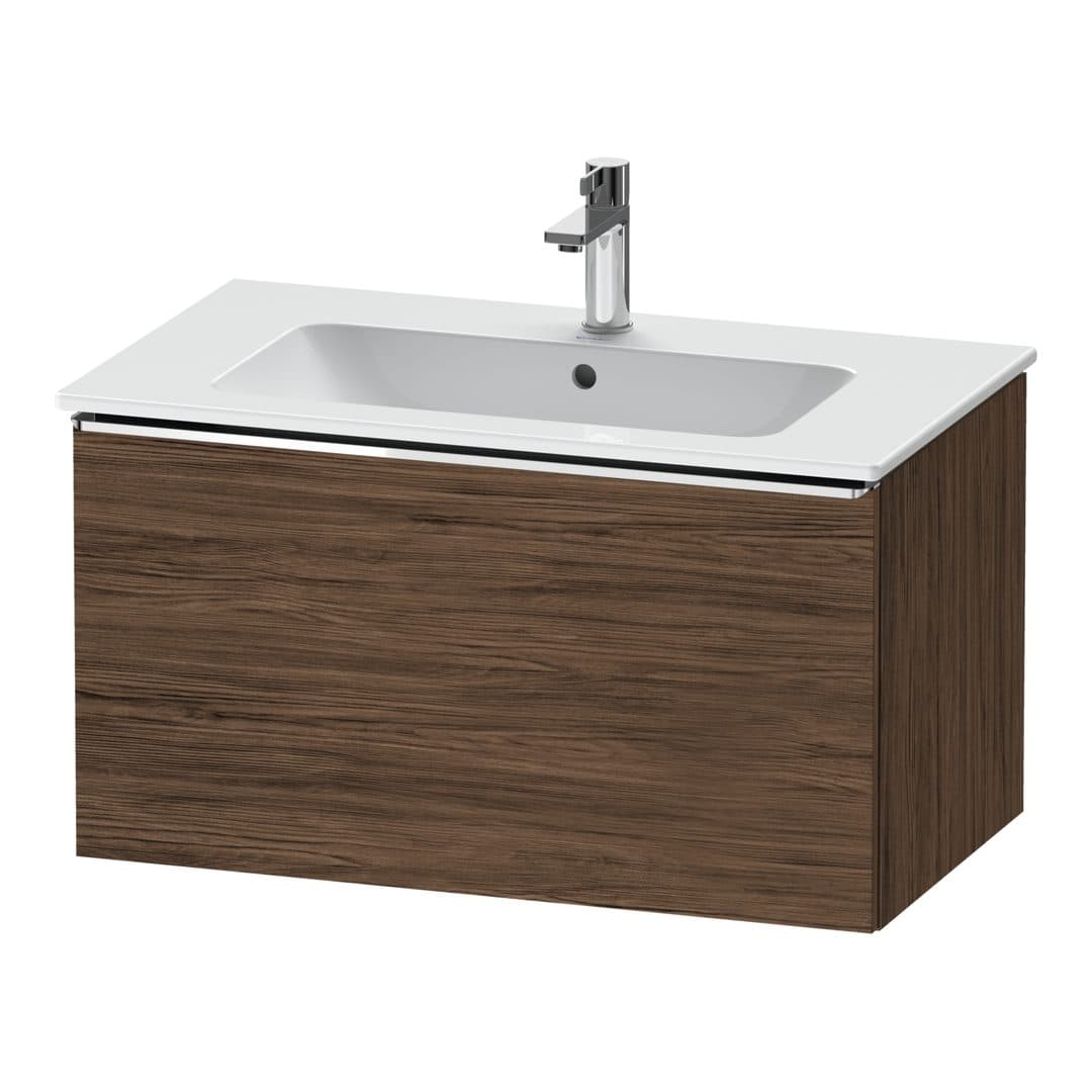 Duravit D-Neo – Έπιπλο Νιπτήρα – 810 mm, 1 συρτάρι, νιπτήρας κέντρο, Chrome High Gloss – Walnut dark Matt, Decor (DE4262010210000)
