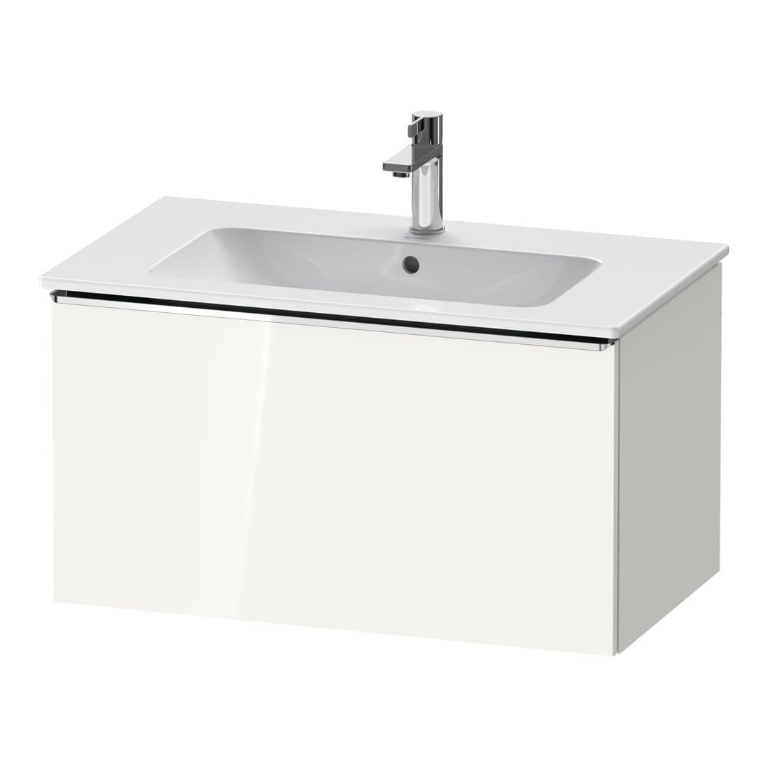 Duravit D-Neo – Έπιπλο Νιπτήρα – 810 mm, 1 συρτάρι, νιπτήρας κέντρο, Chrome High Gloss – White High Gloss, Decor (DE4262010220000)