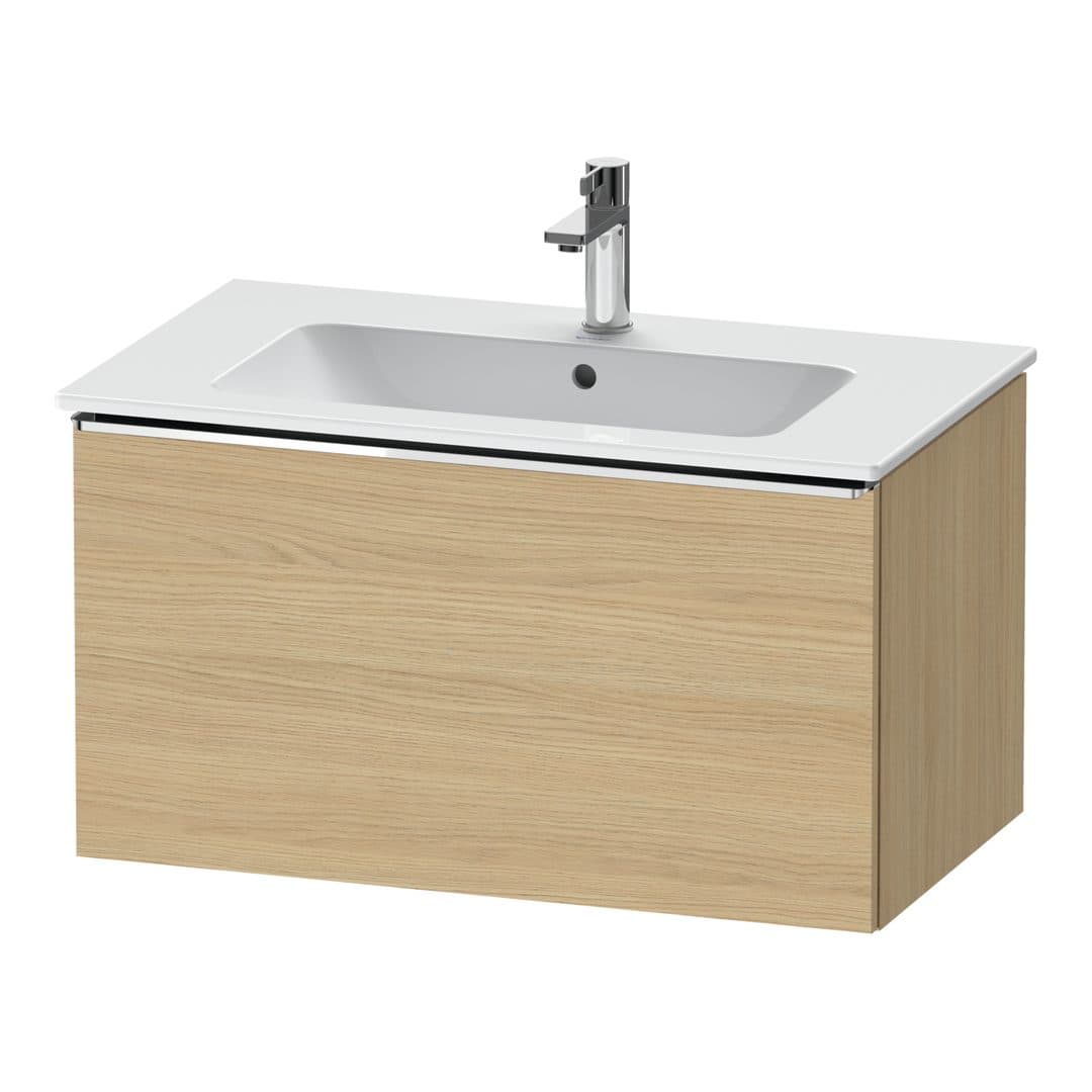 Duravit D-Neo – Έπιπλο Νιπτήρα – 810 mm, 1 συρτάρι, νιπτήρας κέντρο, Chrome High Gloss – Natural oak, Decor (DE4262010300000)