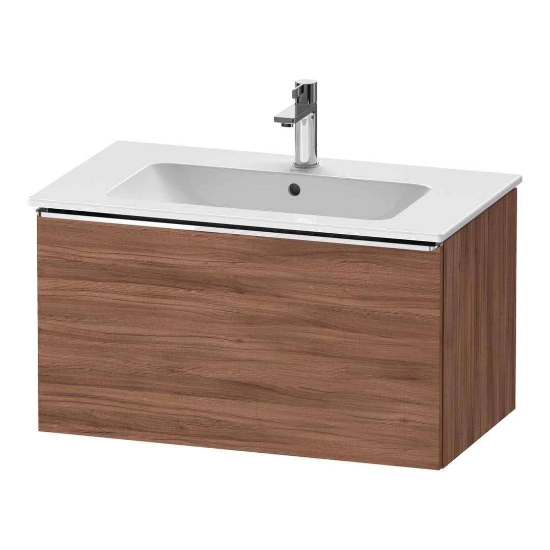 Duravit D-Neo – Έπιπλο Νιπτήρα – 810 mm, 1 συρτάρι, νιπτήρας κέντρο, Chrome High Gloss – Walnut Matt, Decor (DE4262010790000)
