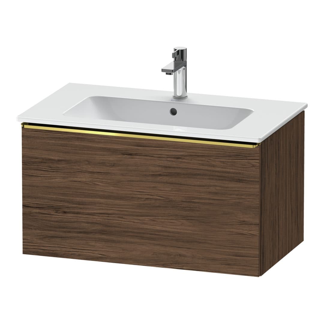 Duravit D-Neo – Έπιπλο Νιπτήρα – 810 mm, 1 συρτάρι, νιπτήρας κέντρο, Gold Polished – Walnut dark Matt, Decor (DE4262034210000)