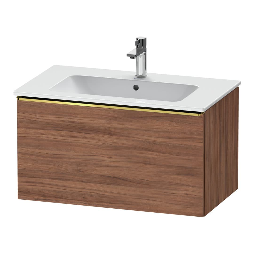 Duravit D-Neo – Έπιπλο Νιπτήρα – 810 mm, 1 συρτάρι, νιπτήρας κέντρο, Gold Polished – Walnut Matt, Decor (DE4262034790000)
