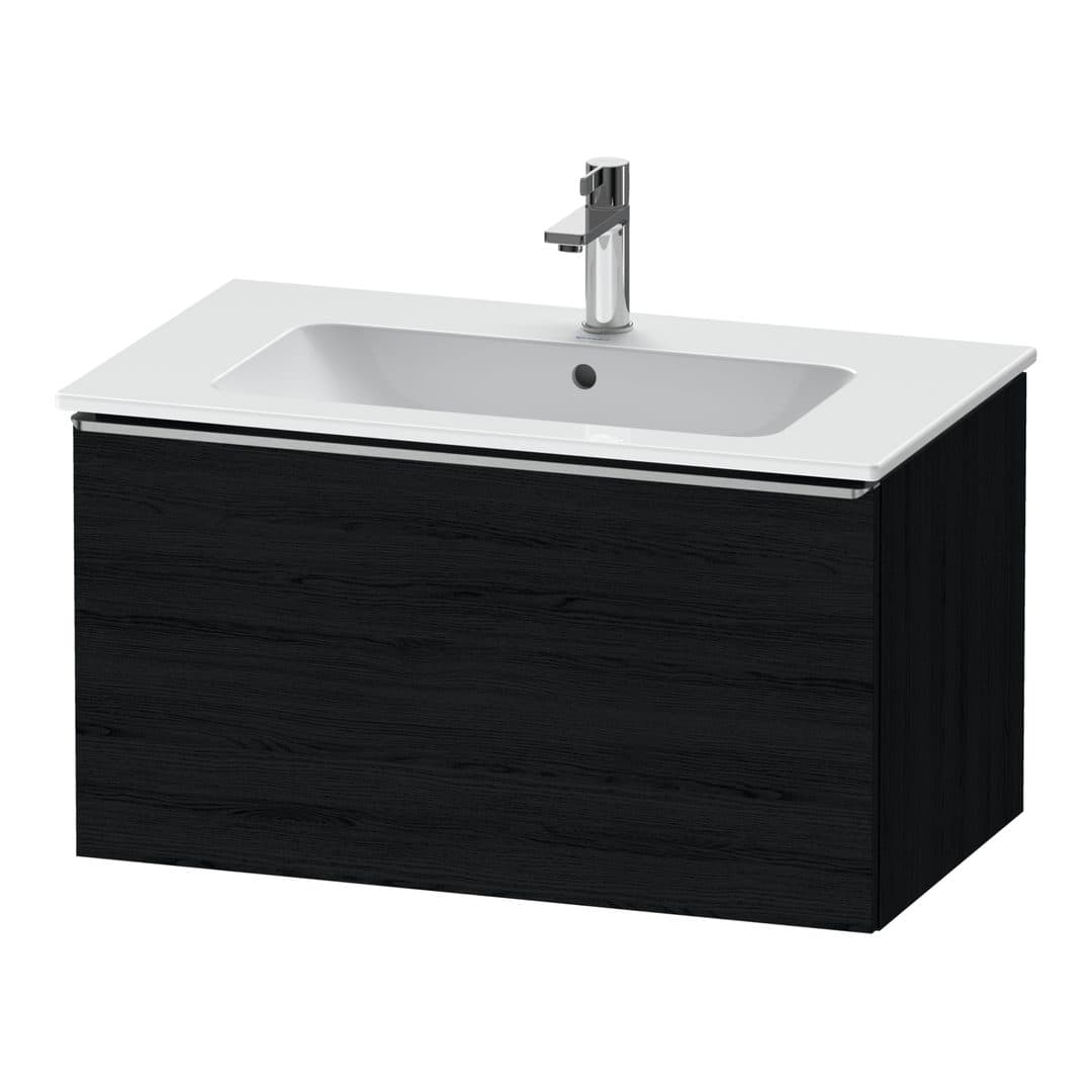 Duravit D-Neo – Έπιπλο Νιπτήρα – 810 mm, 1 συρτάρι, νιπτήρας κέντρο, Stainless steel Brushed – Black oak Matt, Decor (DE4262070160000)
