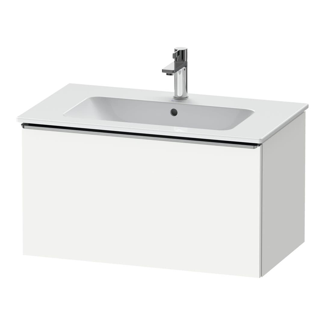 Duravit D-Neo – Έπιπλο Νιπτήρα – 810 mm, 1 συρτάρι, νιπτήρας κέντρο, Stainless steel Brushed – White Matt, Decor (DE4262070180000)