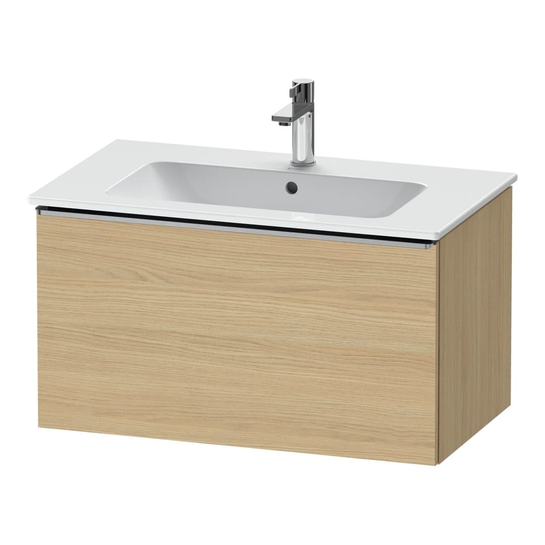Duravit D-Neo – Έπιπλο Νιπτήρα – 810 mm, 1 συρτάρι, νιπτήρας κέντρο, Stainless steel Brushed – Natural oak, Decor (DE4262070300000)