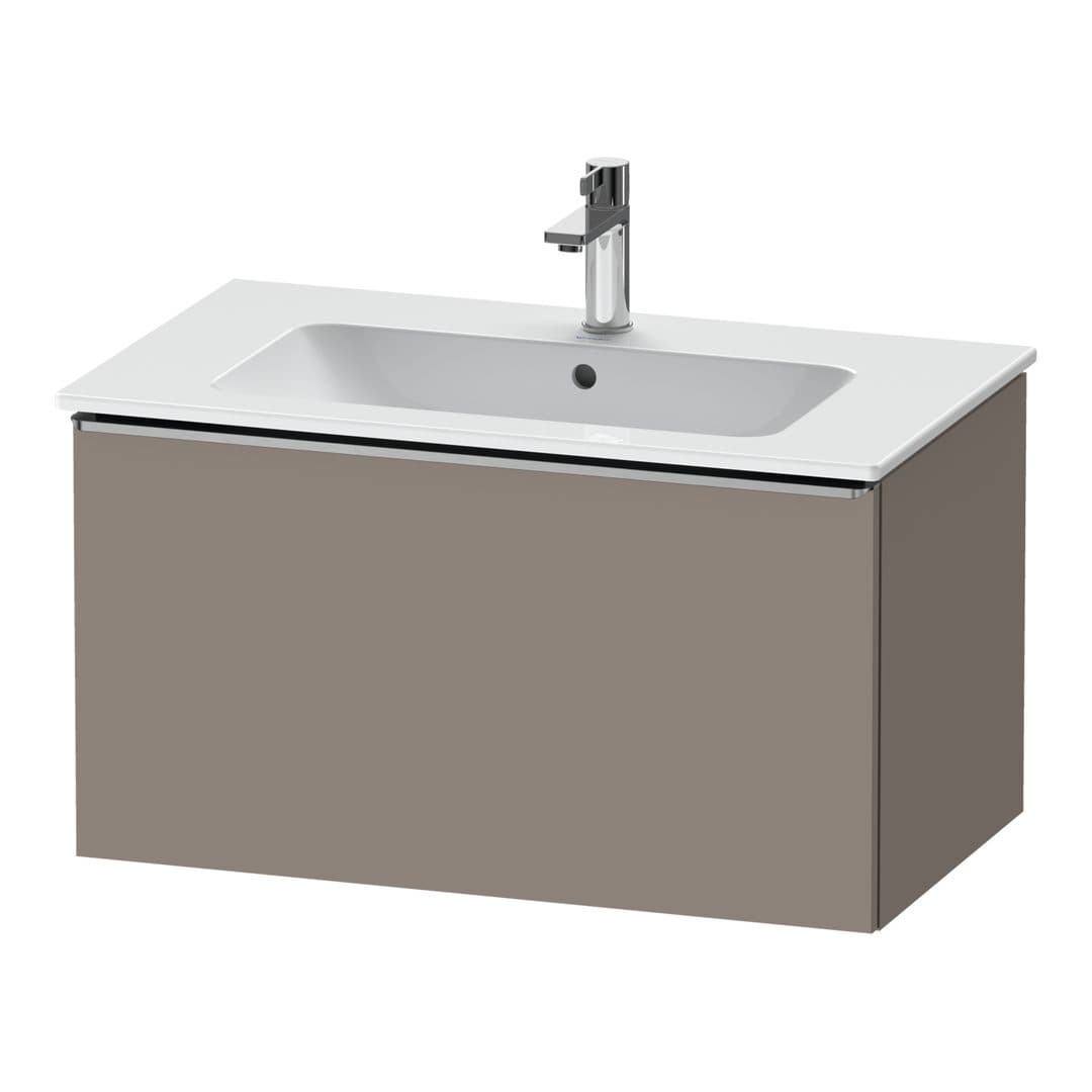 Duravit D-Neo – Έπιπλο Νιπτήρα – 810 mm, 1 συρτάρι, νιπτήρας κέντρο, Stainless steel Brushed – Basalte Matt, Decor (DE4262070430000)