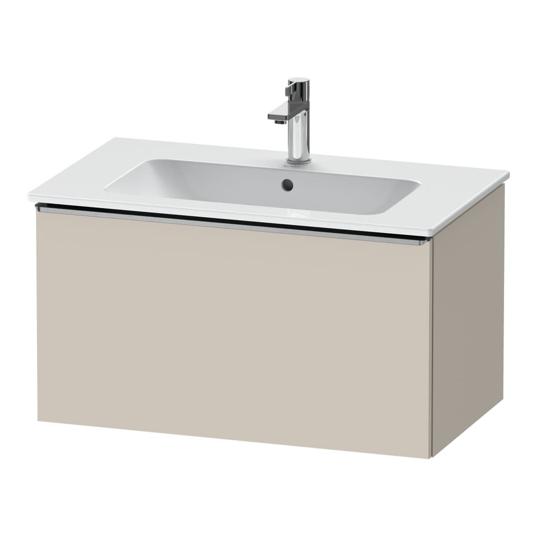 Duravit D-Neo – Έπιπλο Νιπτήρα – 810 mm, 1 συρτάρι, νιπτήρας κέντρο, Stainless steel Brushed – Taupe Matt, Decor (DE4262070910000)