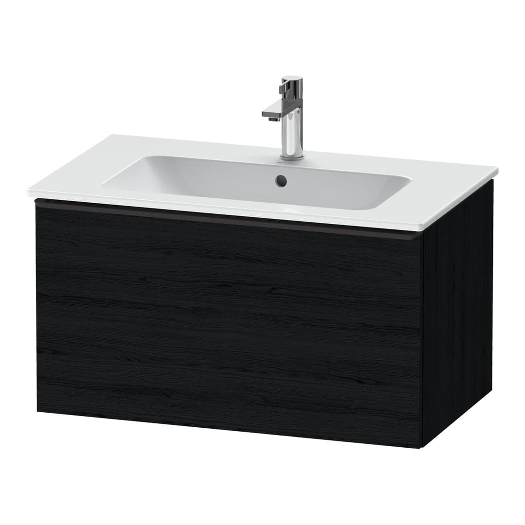 Duravit D-Neo – Έπιπλο Νιπτήρα – 810 mm, 1 συρτάρι, νιπτήρας κέντρο, Diamond black Matt – Black oak Matt, Decor (DE42620BD160000)