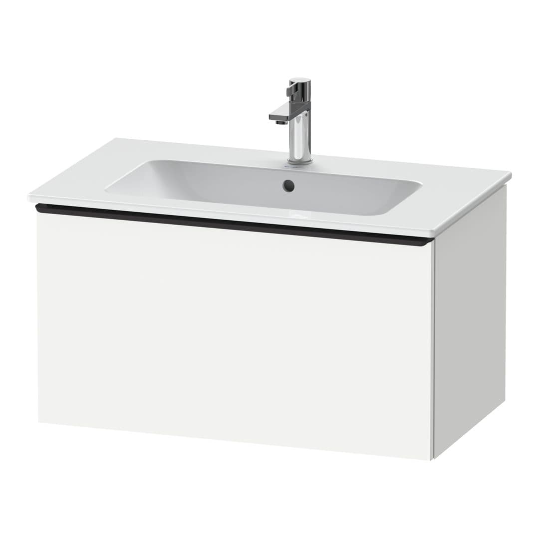 Duravit D-Neo – Έπιπλο Νιπτήρα – 810 mm, 1 συρτάρι, νιπτήρας κέντρο, Diamond black Matt – White Matt, Decor (DE42620BD180000)