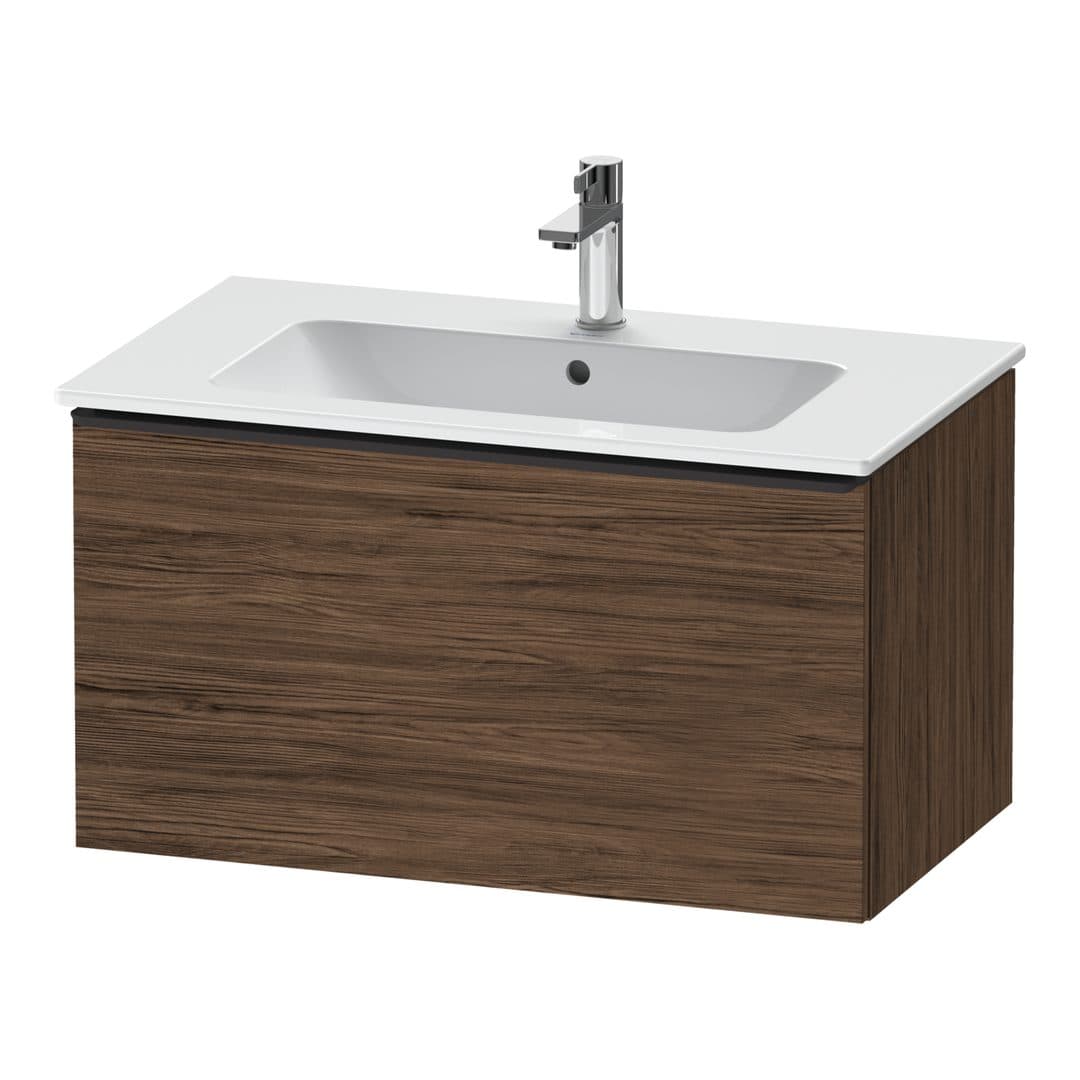 Duravit D-Neo – Έπιπλο Νιπτήρα – 810 mm, 1 συρτάρι, νιπτήρας κέντρο, Diamond black Matt – Walnut dark Matt, Decor (DE42620BD210000)