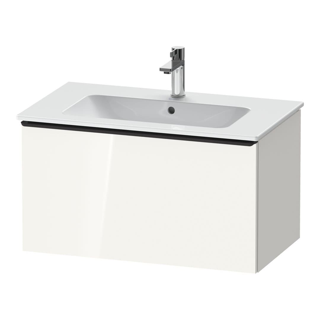 Duravit D-Neo – Έπιπλο Νιπτήρα – 810 mm, 1 συρτάρι, νιπτήρας κέντρο, Diamond black Matt – White High Gloss, Decor (DE42620BD220000)