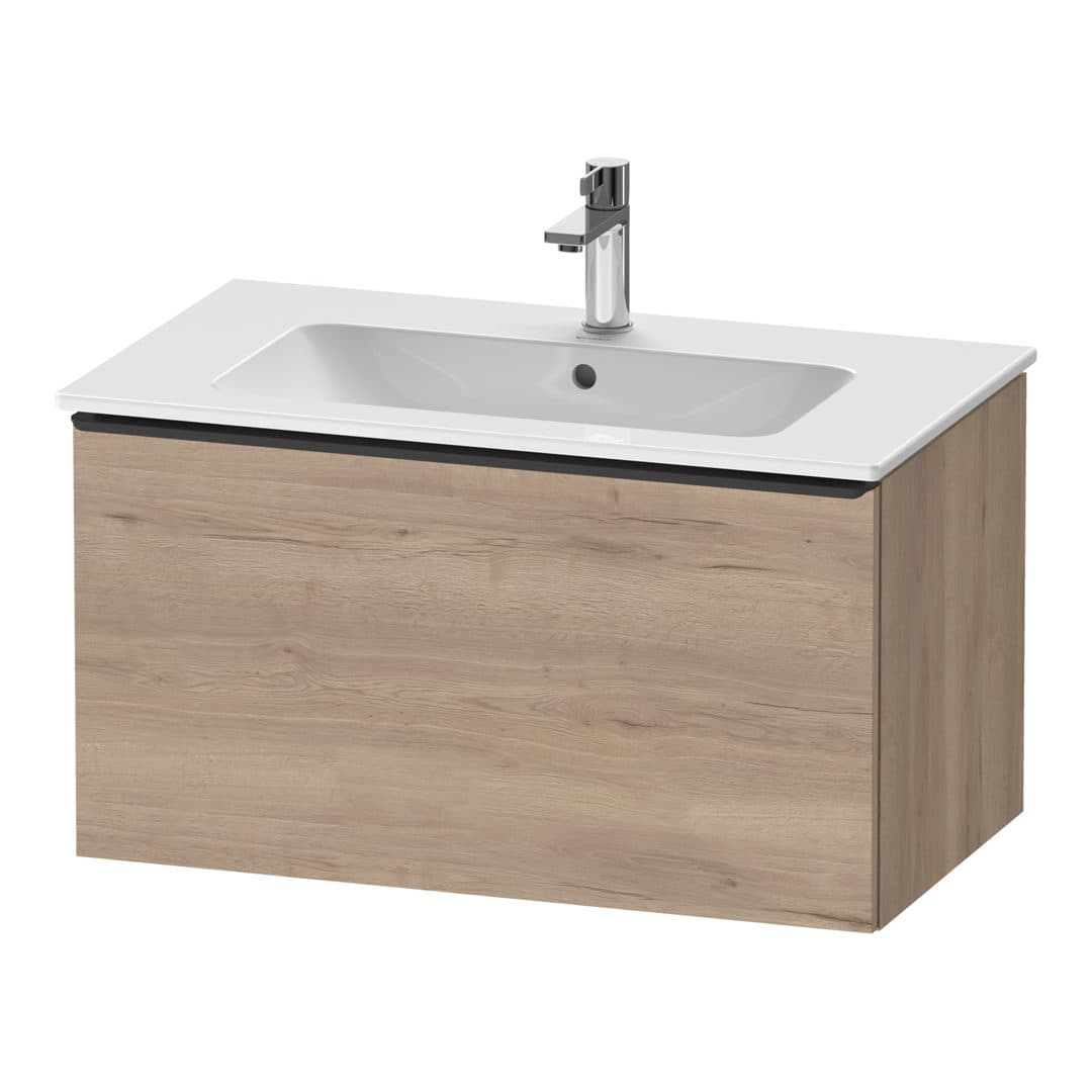 Duravit D-Neo – Έπιπλο Νιπτήρα – 810 mm, 1 συρτάρι, νιπτήρας κέντρο, Diamond black Matt – Marbled Oak Matt, Decor (DE42620BD550000)