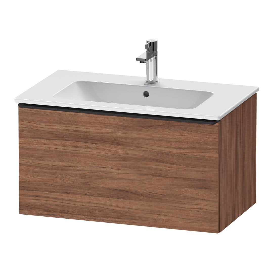 Duravit D-Neo – Έπιπλο Νιπτήρα – 810 mm, 1 συρτάρι, νιπτήρας κέντρο, Diamond black Matt – Walnut Matt, Decor (DE42620BD790000)