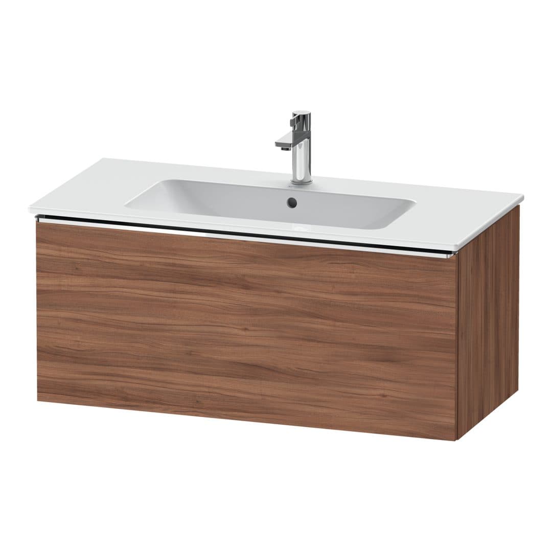 Duravit D-Neo – Έπιπλο Νιπτήρα – 1010 mm, 1 συρτάρι, νιπτήρας κέντρο, Chrome High Gloss – Walnut Matt, Decor (DE4263010790000)
