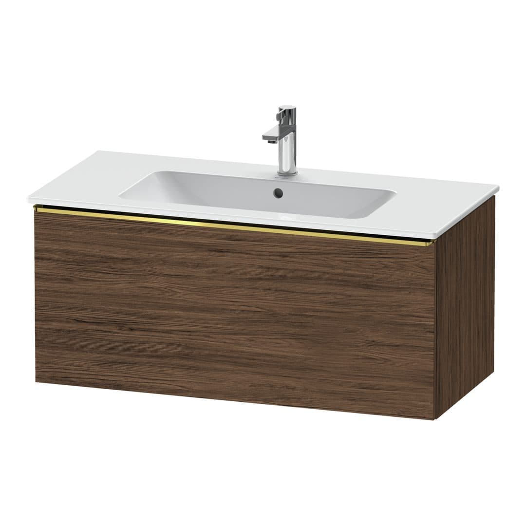 Duravit D-Neo – Έπιπλο Νιπτήρα – 1010 mm, 1 συρτάρι, νιπτήρας κέντρο, Gold Polished – Walnut dark Matt, Decor (DE4263034210000)