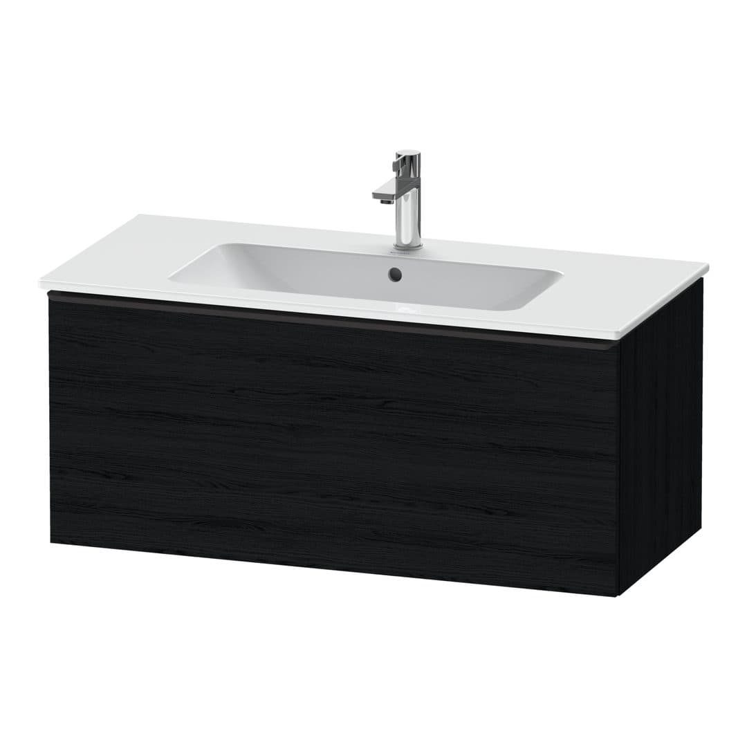 Duravit D-Neo – Έπιπλο Νιπτήρα – 1010 mm, 1 συρτάρι, νιπτήρας κέντρο, Diamond black Matt – Black oak Matt, Decor (DE42630BD160000)