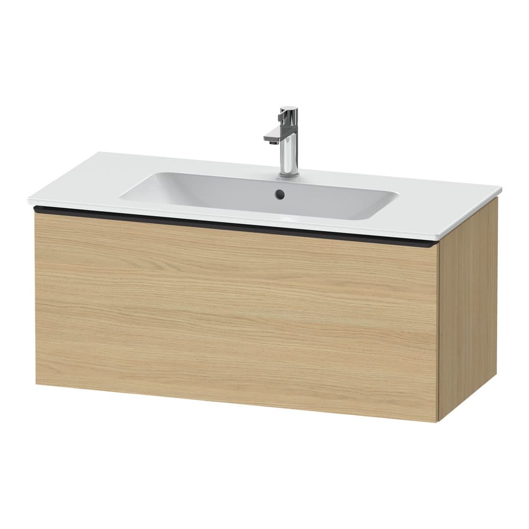 Duravit D-Neo – Έπιπλο Νιπτήρα – 1010 mm, 1 συρτάρι, νιπτήρας κέντρο, Diamond black Matt – Natural oak, Decor (DE42630BD300000)