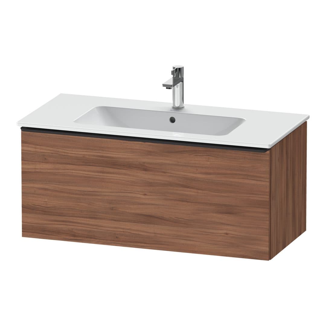 Duravit D-Neo – Έπιπλο Νιπτήρα – 1010 mm, 1 συρτάρι, νιπτήρας κέντρο, Diamond black Matt – Walnut Matt, Decor (DE42630BD790000)