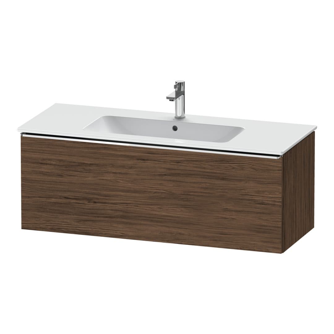 Duravit D-Neo – Έπιπλο Νιπτήρα – 1210 mm, 1 συρτάρι, νιπτήρας κέντρο, Chrome High Gloss – Walnut dark Matt, Decor (DE4264010210000)