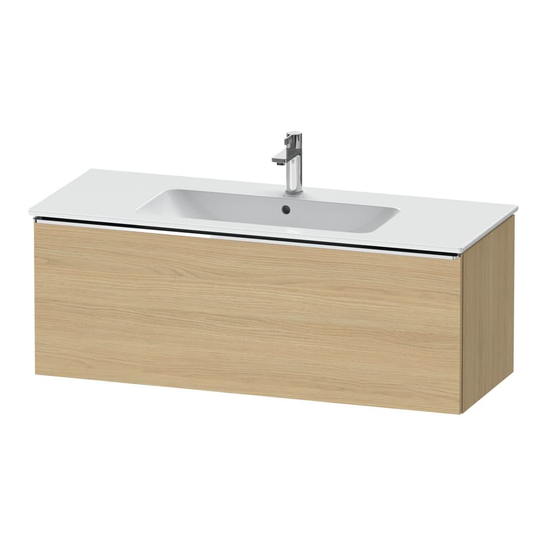 Duravit D-Neo – Έπιπλο Νιπτήρα – 1210 mm, 1 συρτάρι, νιπτήρας κέντρο, Chrome High Gloss – Natural oak, Decor (DE4264010300000)