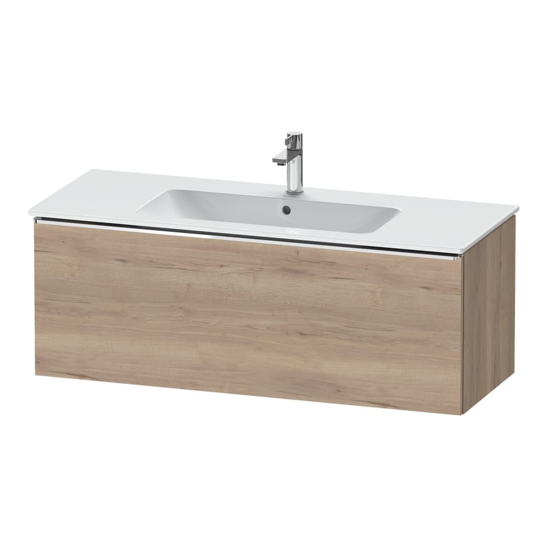 Duravit D-Neo – Έπιπλο Νιπτήρα – 1210 mm, 1 συρτάρι, νιπτήρας κέντρο, Chrome High Gloss – Marbled Oak Matt, Decor (DE4264010550000)