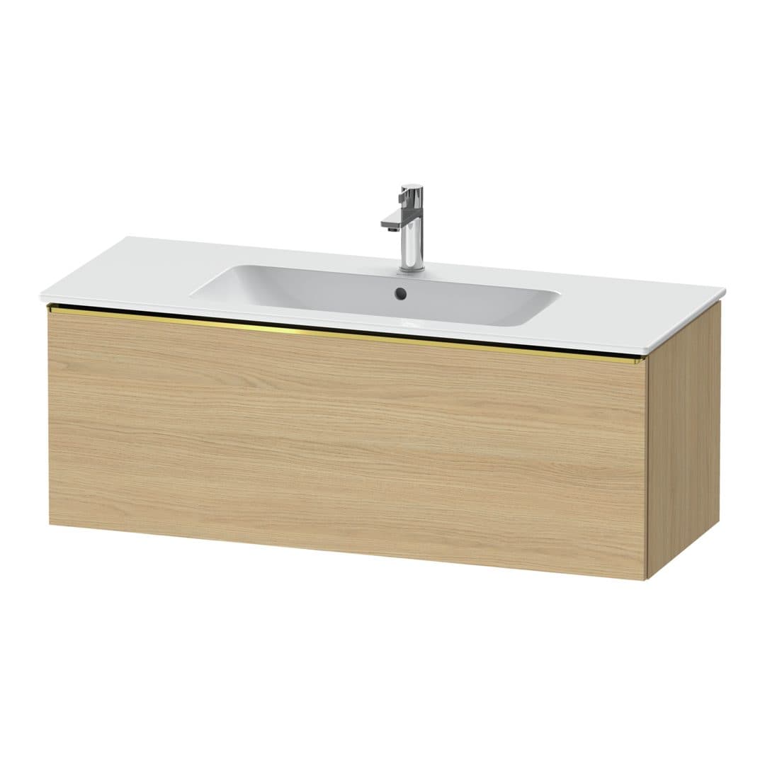 Duravit D-Neo – Έπιπλο Νιπτήρα – 1210 mm, 1 συρτάρι, νιπτήρας κέντρο, Gold Polished – Natural oak, Decor (DE4264034300000)