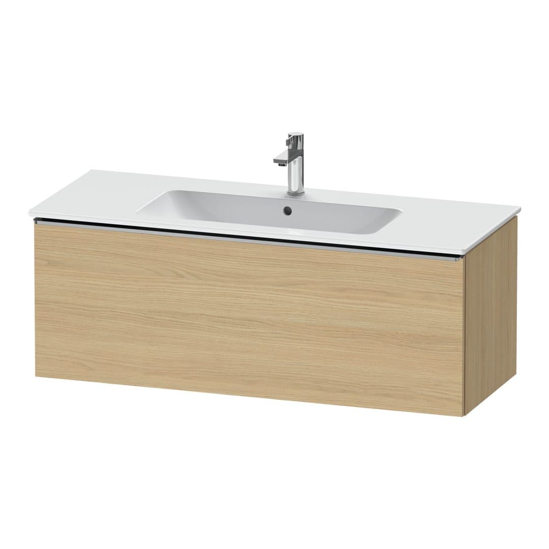 Duravit D-Neo – Έπιπλο Νιπτήρα – 1210 mm, 1 συρτάρι, νιπτήρας κέντρο, Stainless steel Brushed – Natural oak, Decor (DE4264070300000)