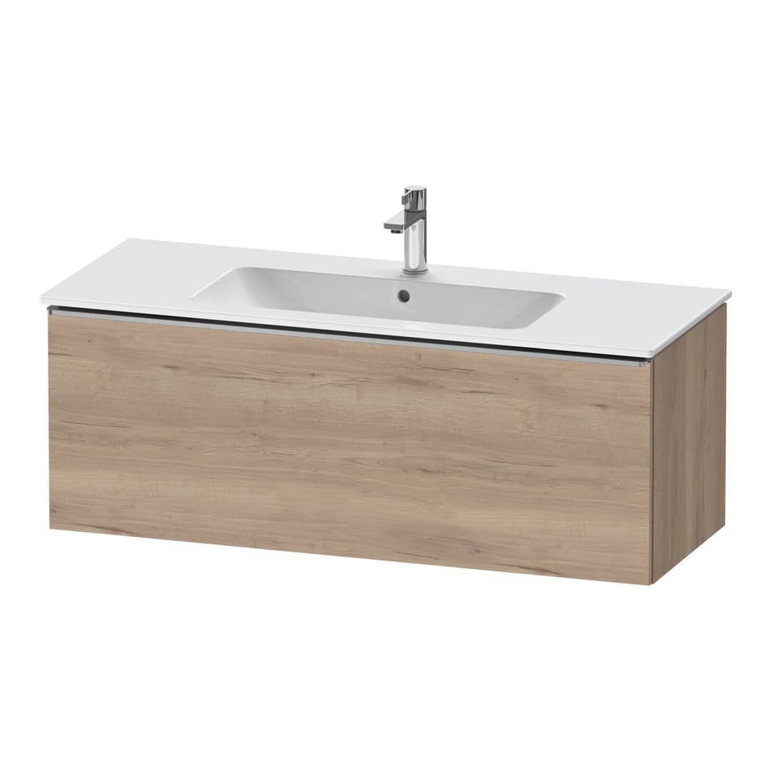 Duravit D-Neo – Έπιπλο Νιπτήρα – 1210 mm, 1 συρτάρι, νιπτήρας κέντρο, Stainless steel Brushed – Marbled Oak Matt, Decor (DE4264070550000)