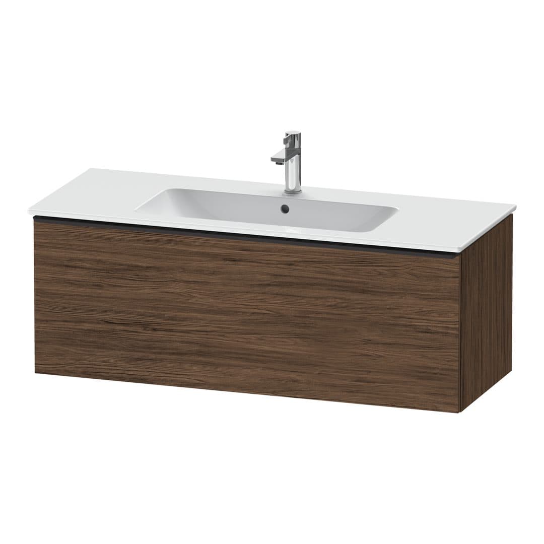 Duravit D-Neo – Έπιπλο Νιπτήρα – 1210 mm, 1 συρτάρι, νιπτήρας κέντρο, Diamond black Matt – Walnut dark Matt, Decor (DE42640BD210000)